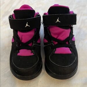 Kids' Black and Pink Air Jordan Shoes, size US 9C